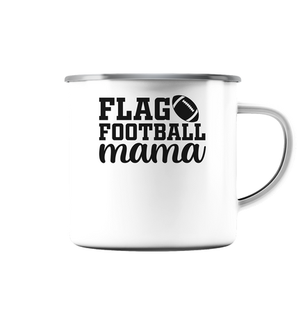 Flag Football Mama - Emaille Tasse (Silber)
