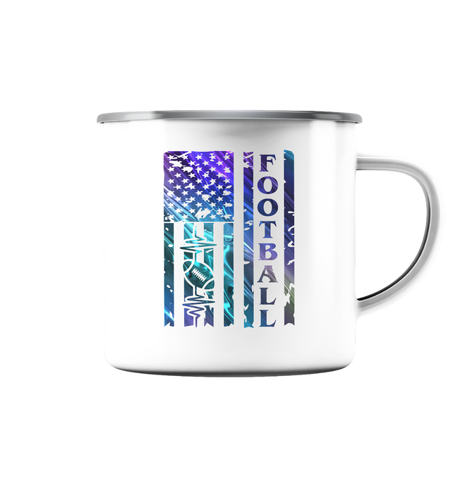 USA Football Flag  - Emaille Tasse (Silber)
