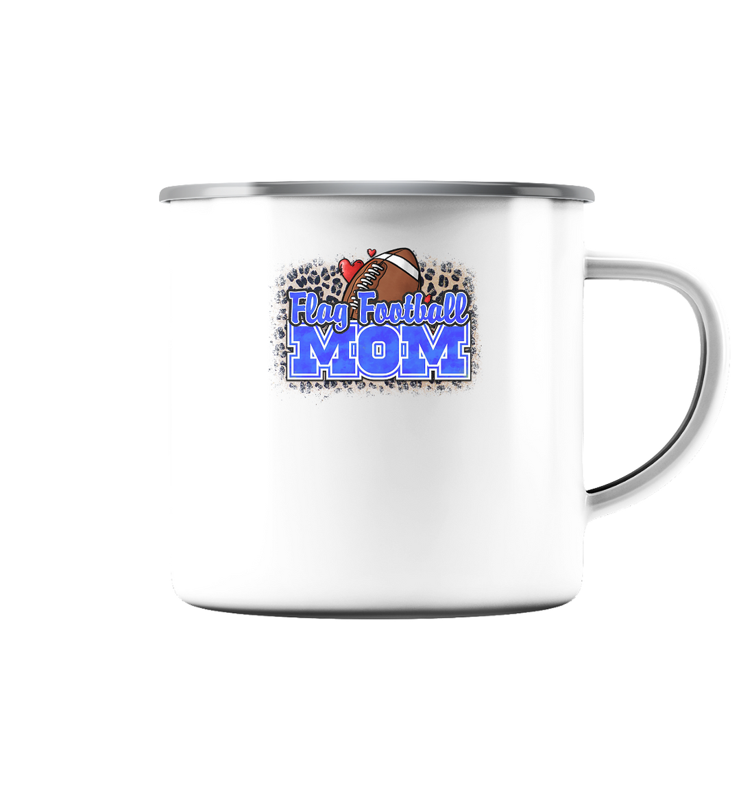 Flag Football Mom - Emaille Tasse (Silber)