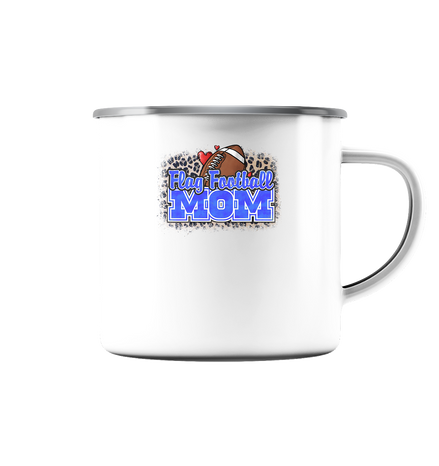 Flag Football Mom - Emaille Tasse (Silber)