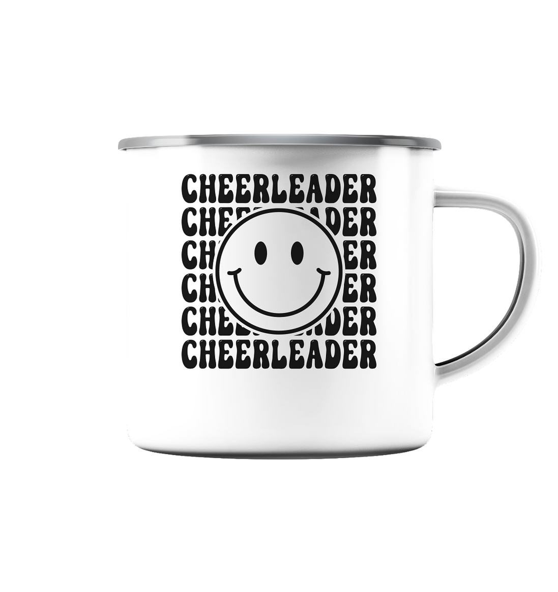 Cheerleader Smiley - Enamel Mug (Silver)