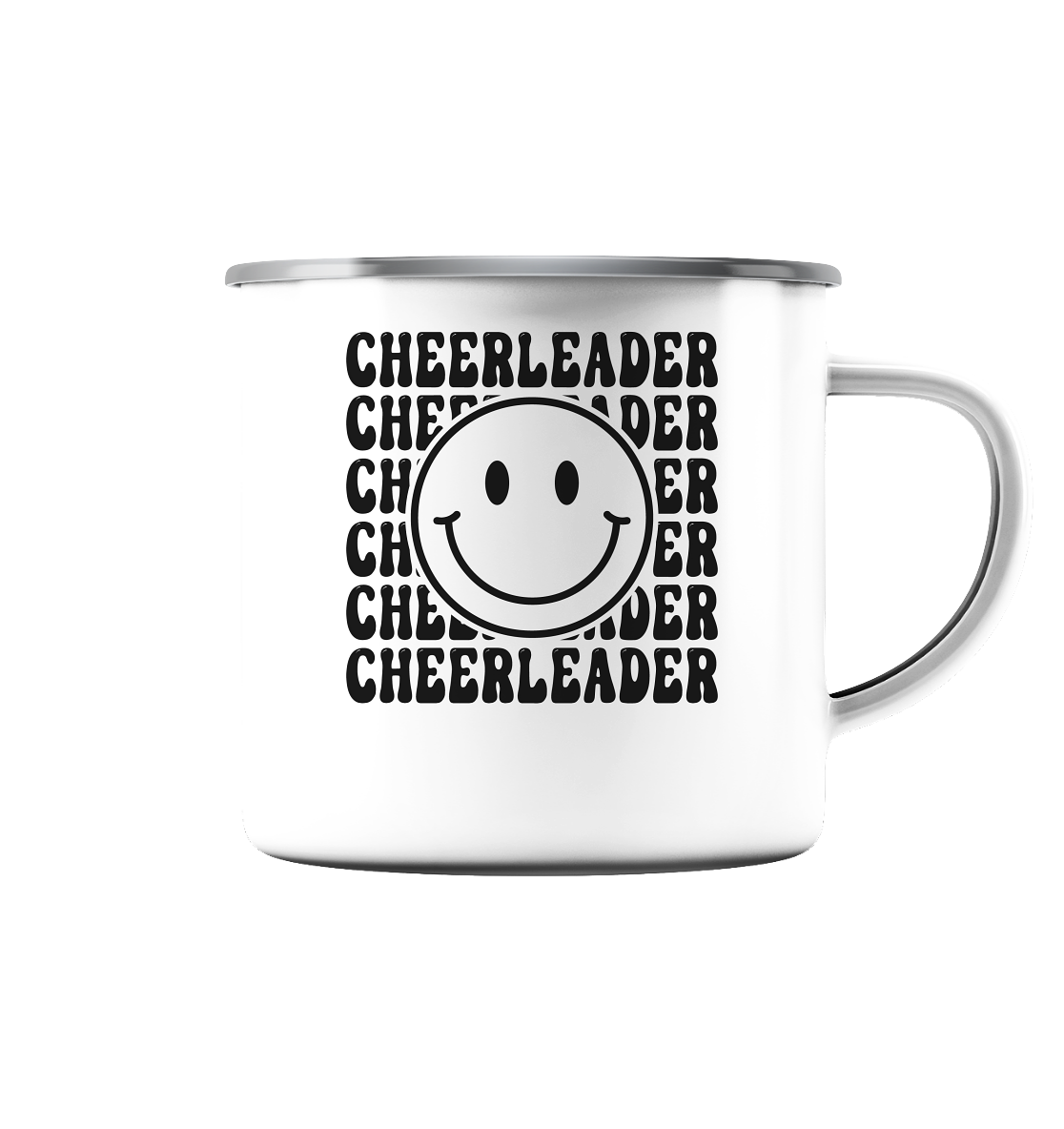 Cheerleader Smiley - Enamel Mug (Silver)