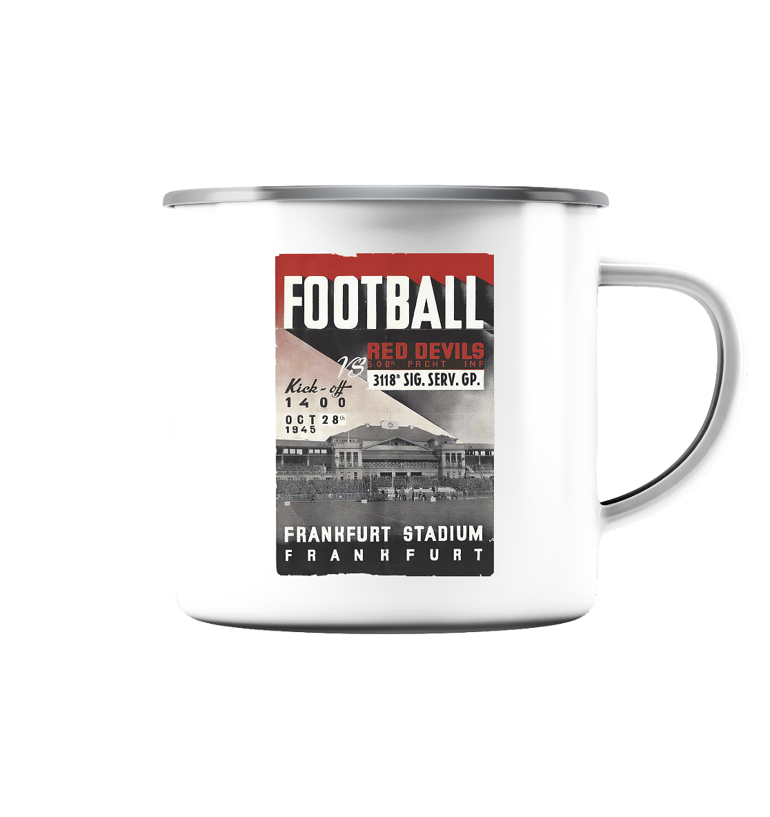 Frankfurt Football 1945 - Emaille Tasse (Silber)