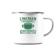 Lineman Heroes Green - Emaille Tasse (Silber)