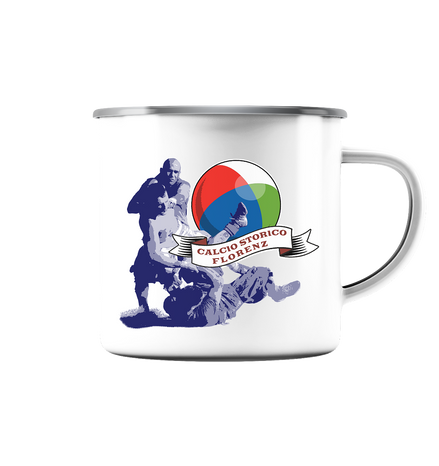 Calcio Storico - Emaille Tasse (Silber)
