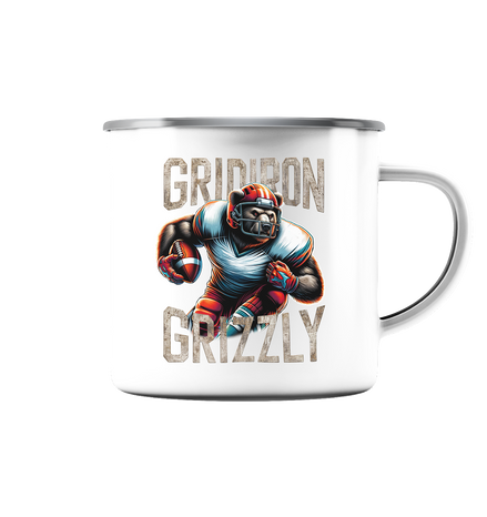 Gridiron Grizzly - Enamel Mug (Silver)