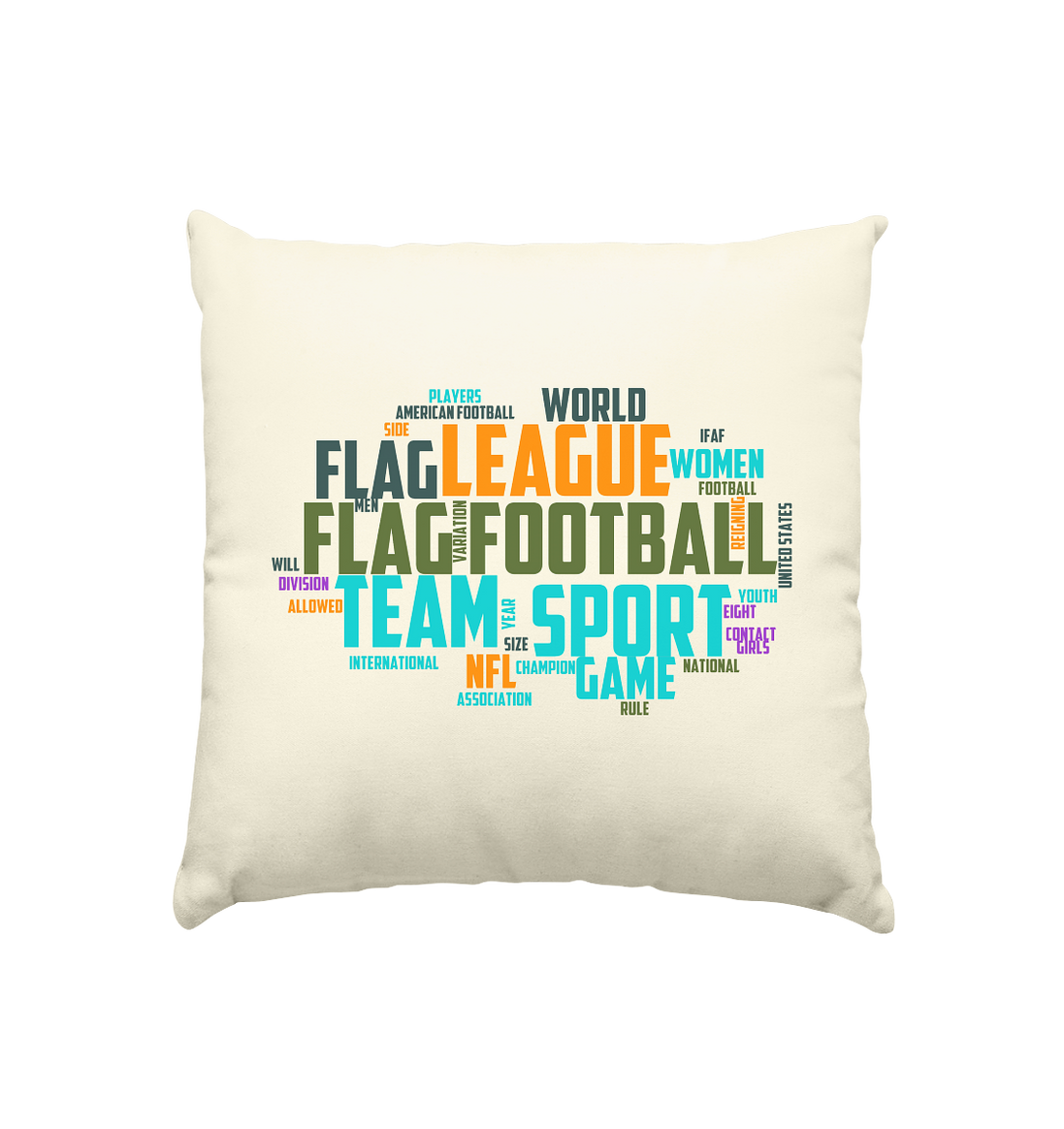 Flag Football Word Bubble - Kissen natur 40x40cm