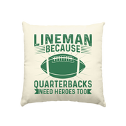 Lineman Heroes Green - Cushion Natural 40x40cm