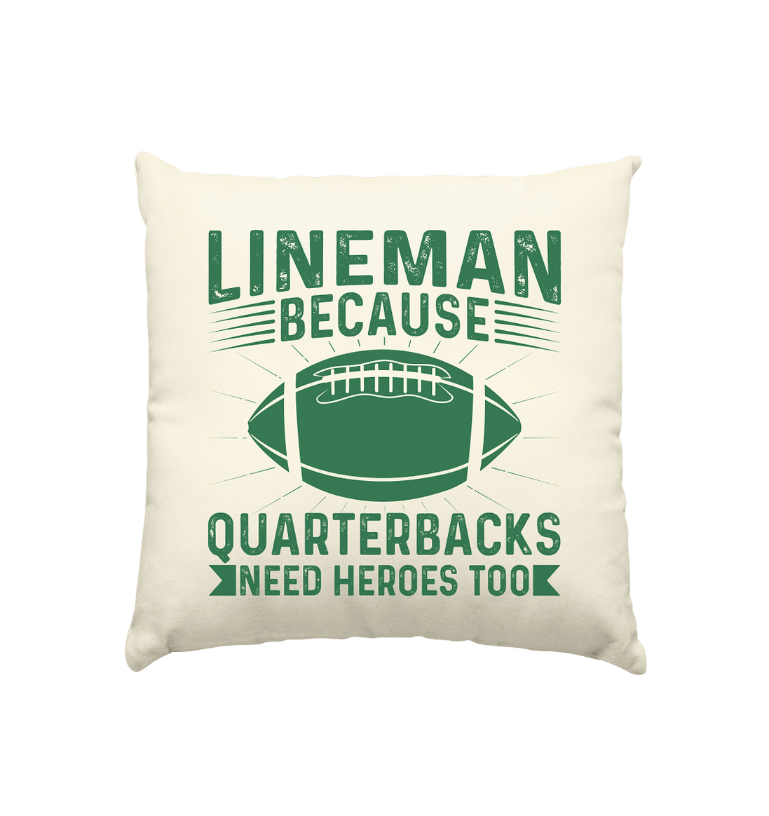 Lineman Heroes Green - Cushion Natural 40x40cm