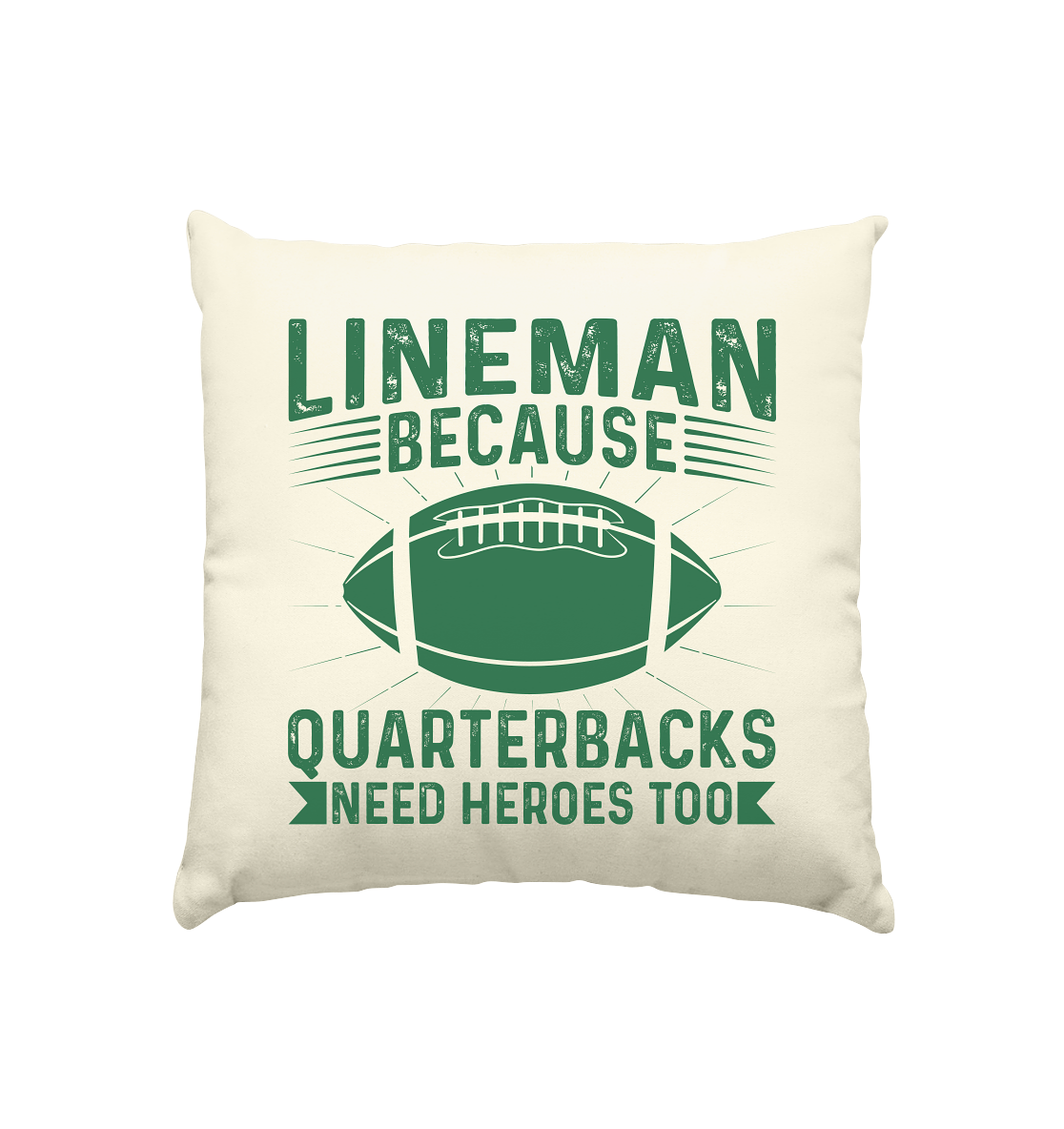 Lineman Heroes Green - Cushion Natural 40x40cm