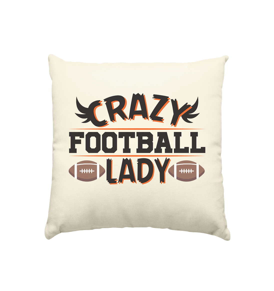 Crazy Football Lady - Kissen natur 40x40cm