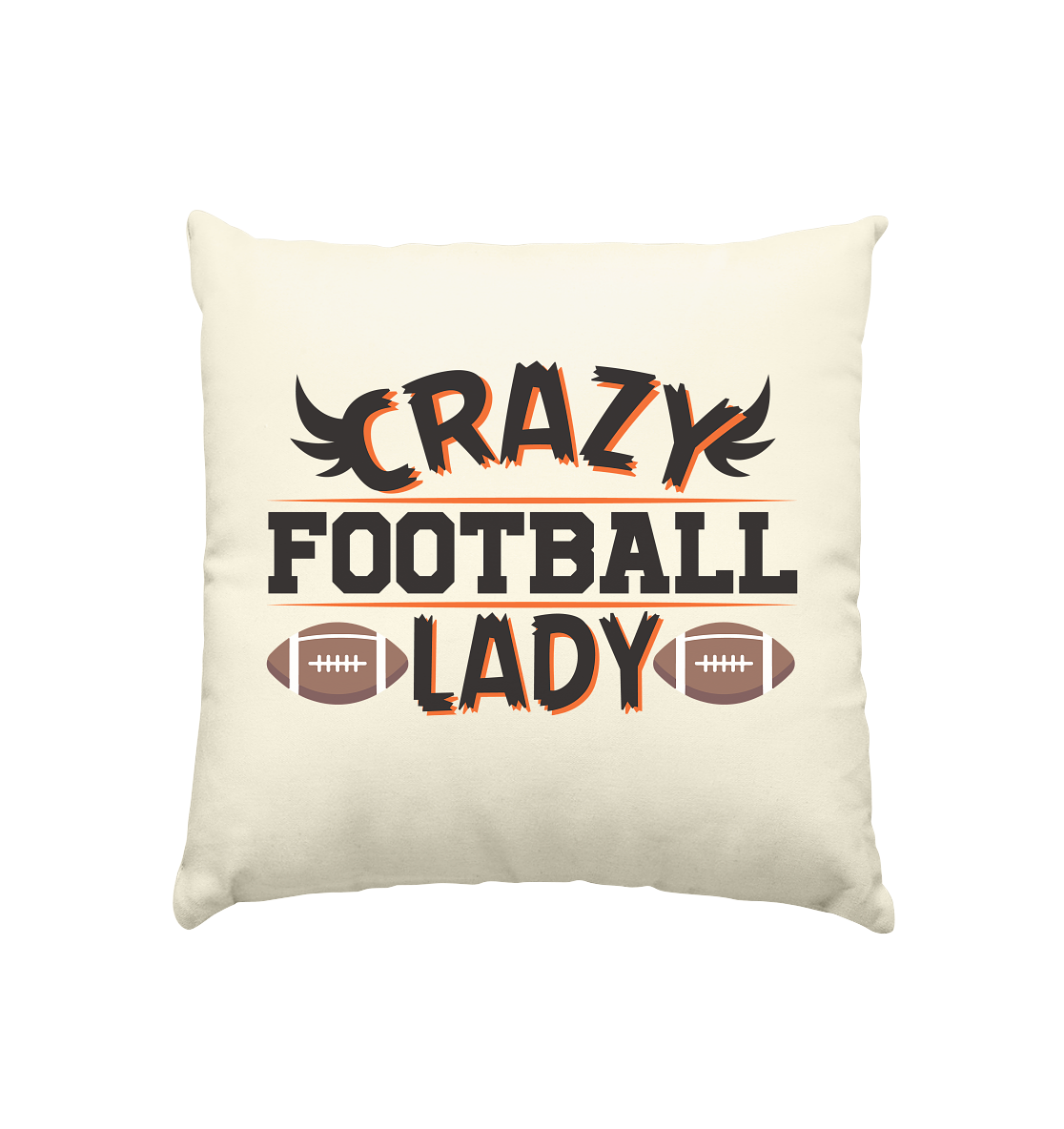 Crazy Football Lady - Kissen natur 40x40cm