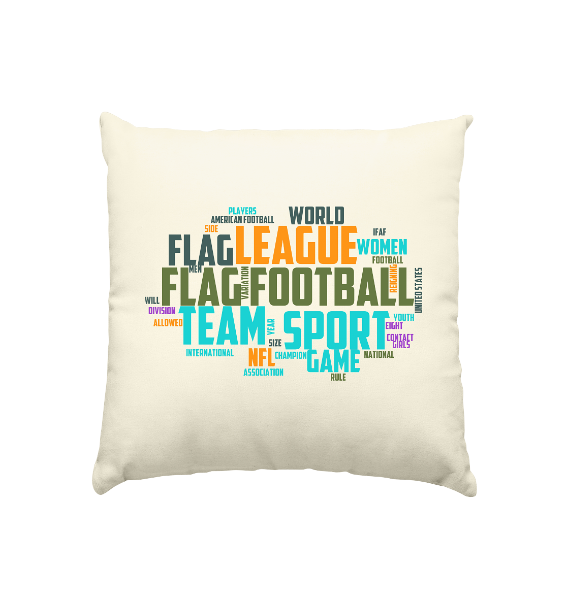 Flag Football Word Bubble - Kissen natur 40x40cm