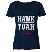 Hawk Tuah White - Ladies V-Neck Shirt