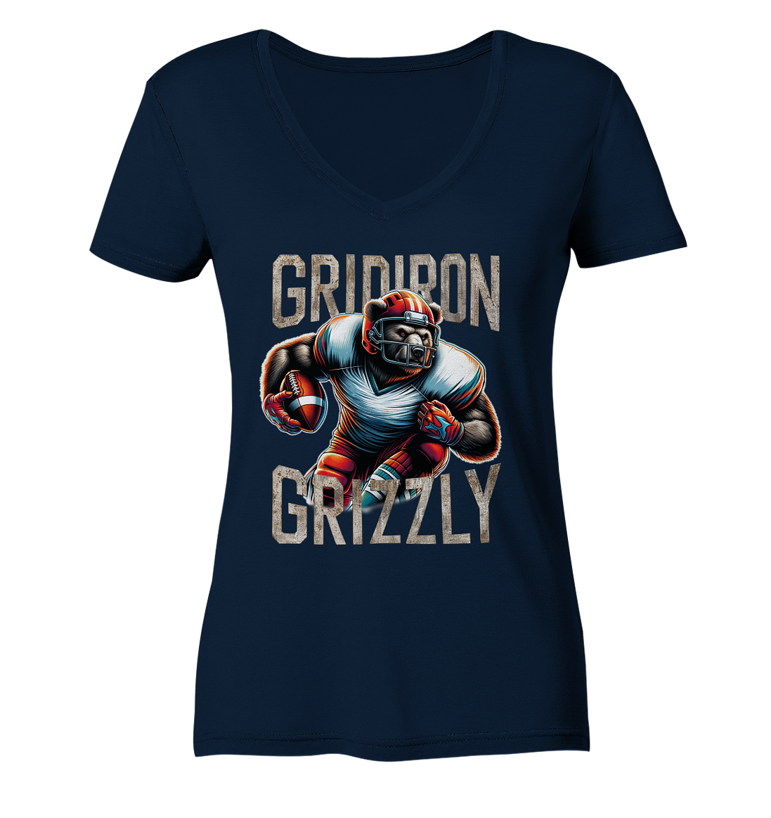 Gridiron Grizzly - Ladies V-Neck Shirt