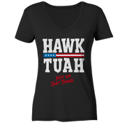 Hawk Tuah White - Ladies V-Neck Shirt