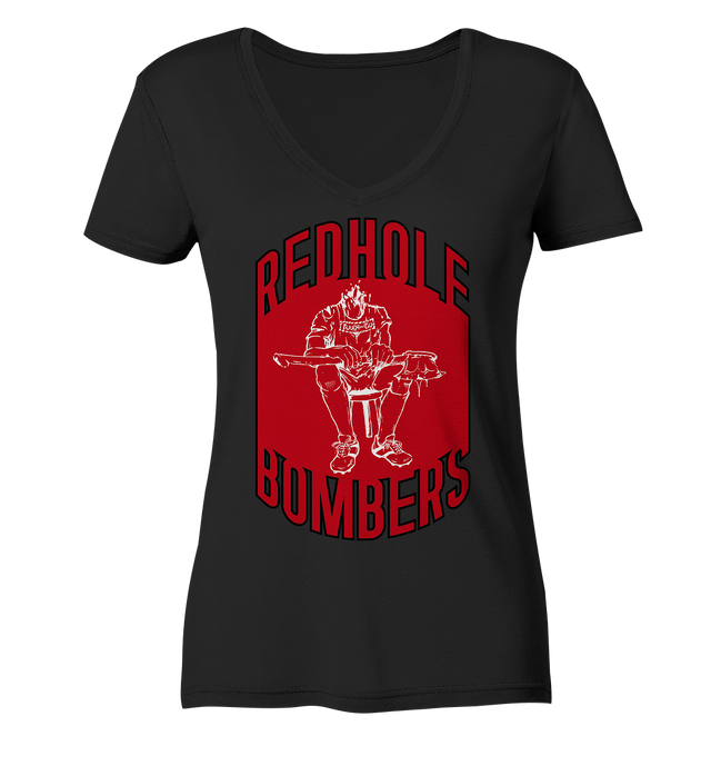 Red Hole Bombers Ladies V-Neck Shirt