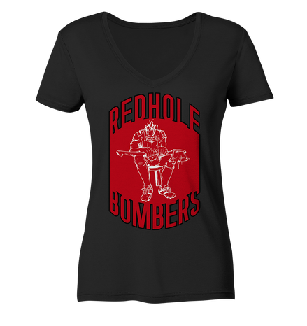 Red Hole Bombers Ladies V-Neck Shirt