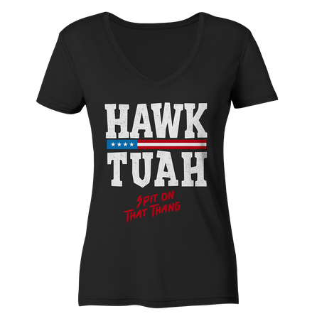 Hawk Tuah White  - Ladies V-Neck Shirt