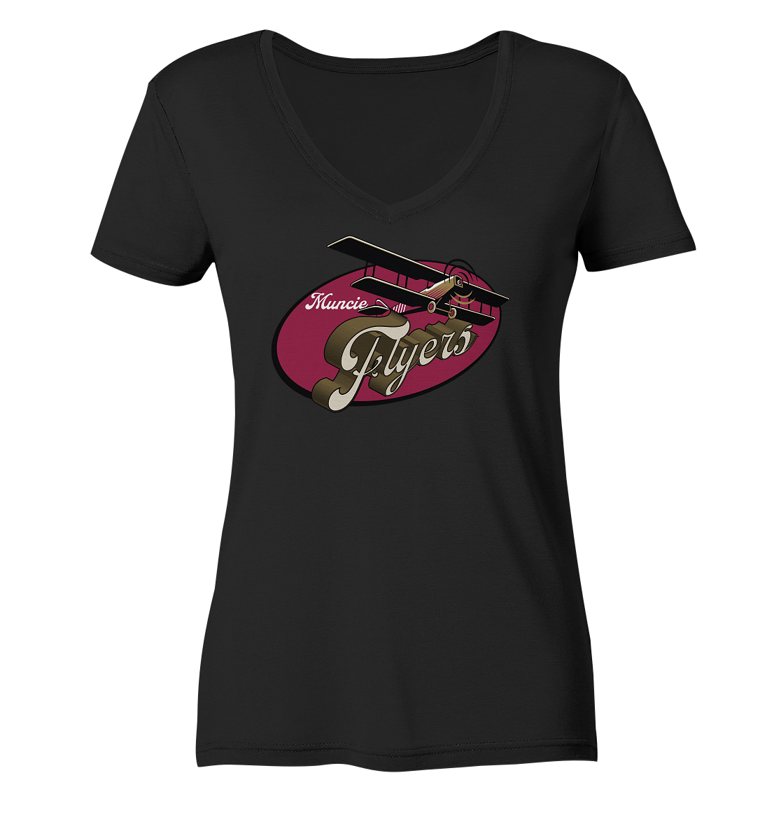Muncie Flyers 2 - Ladies V-Neck Shirt