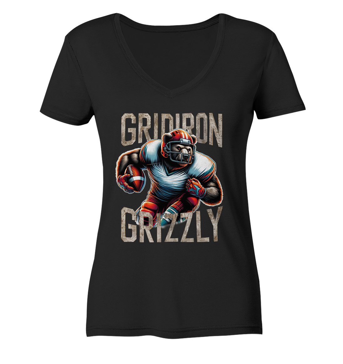Gridiron Grizzly - Ladies V-Neck Shirt