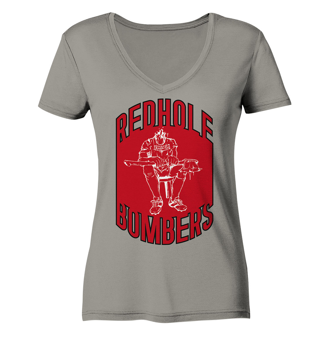 Red Hole Bombers Ladies V-Neck Shirt