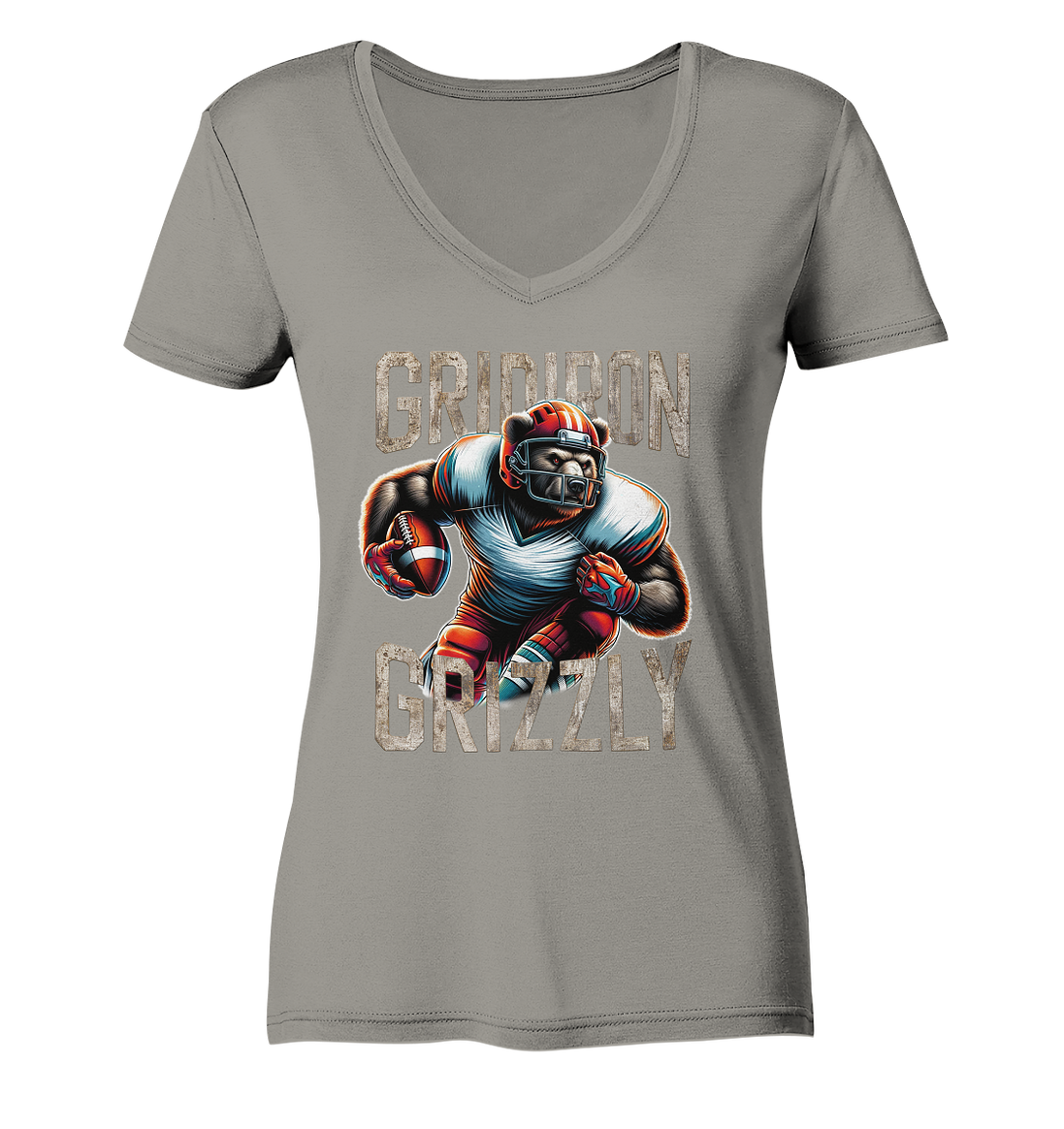 Gridiron Grizzly - Ladies V-Neck Shirt