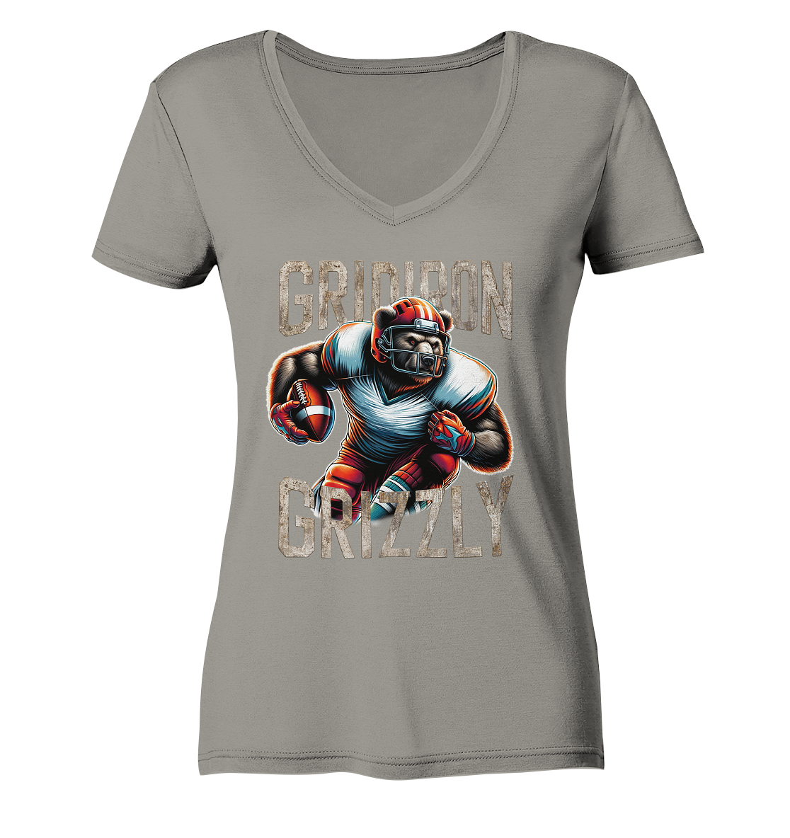 Gridiron Grizzly - Ladies V-Neck Shirt