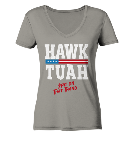 Hawk Tuah White  - Ladies V-Neck Shirt