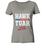 Hawk Tuah White - Ladies V-Neck Shirt