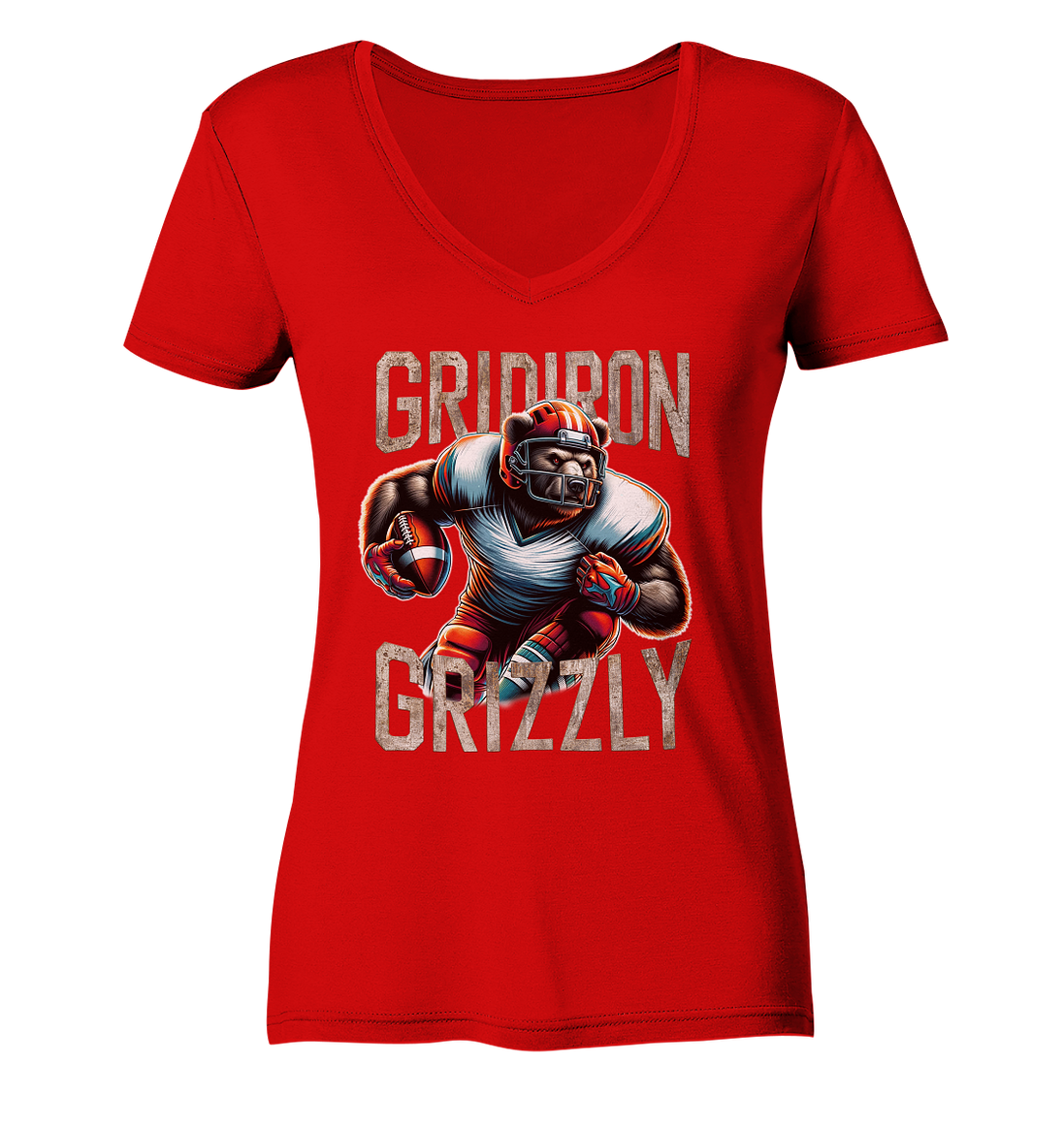 Gridiron Grizzly - Ladies V-Neck Shirt