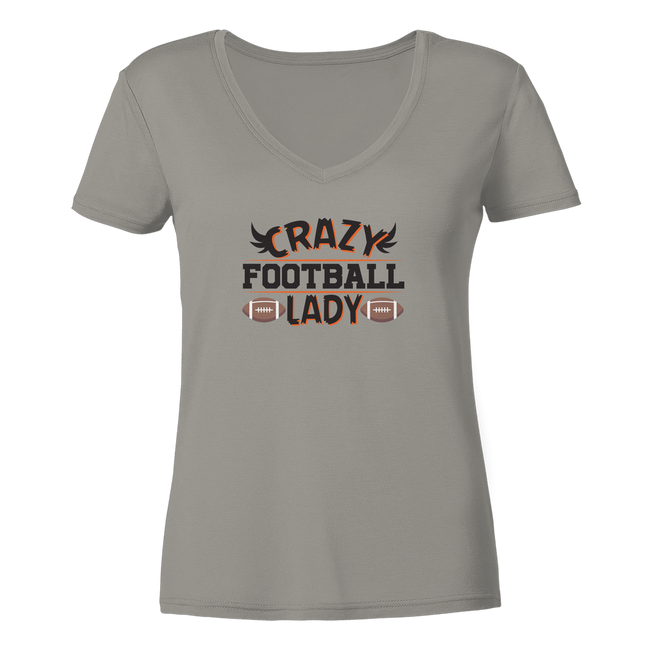 Crazy Football Lady - Ladies V-Neck Shirt