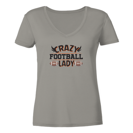 Crazy Football Lady - Ladies V-Neck Shirt