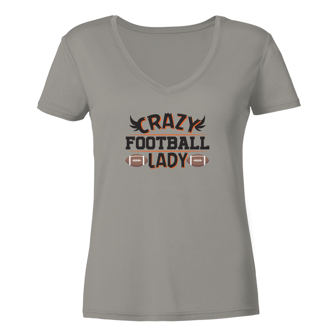 Crazy Football Lady - Ladies V-Neck Shirt