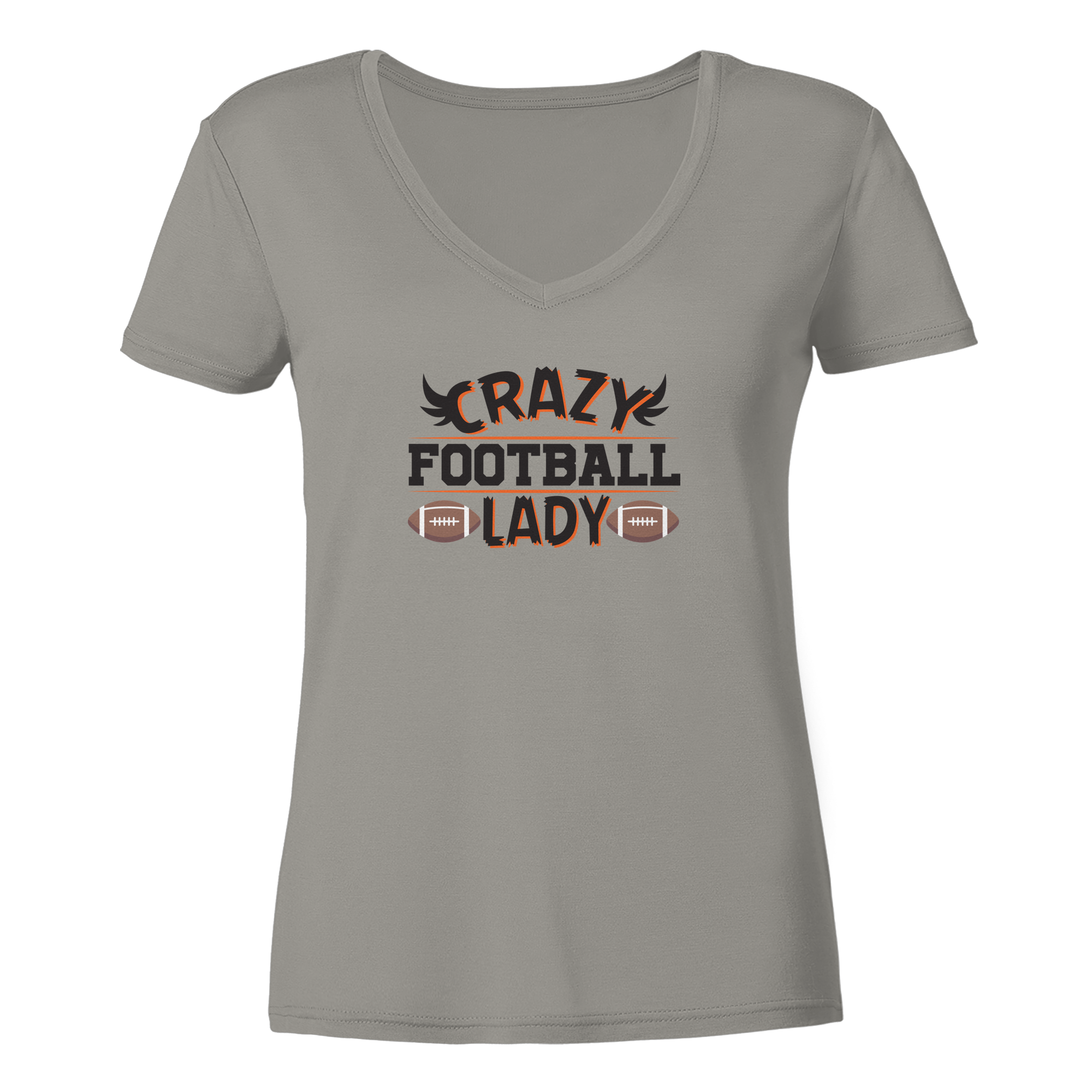 Crazy Football Lady - Ladies V-Neck Shirt