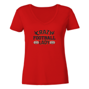Crazy Football Lady - Ladies V-Neck Shirt