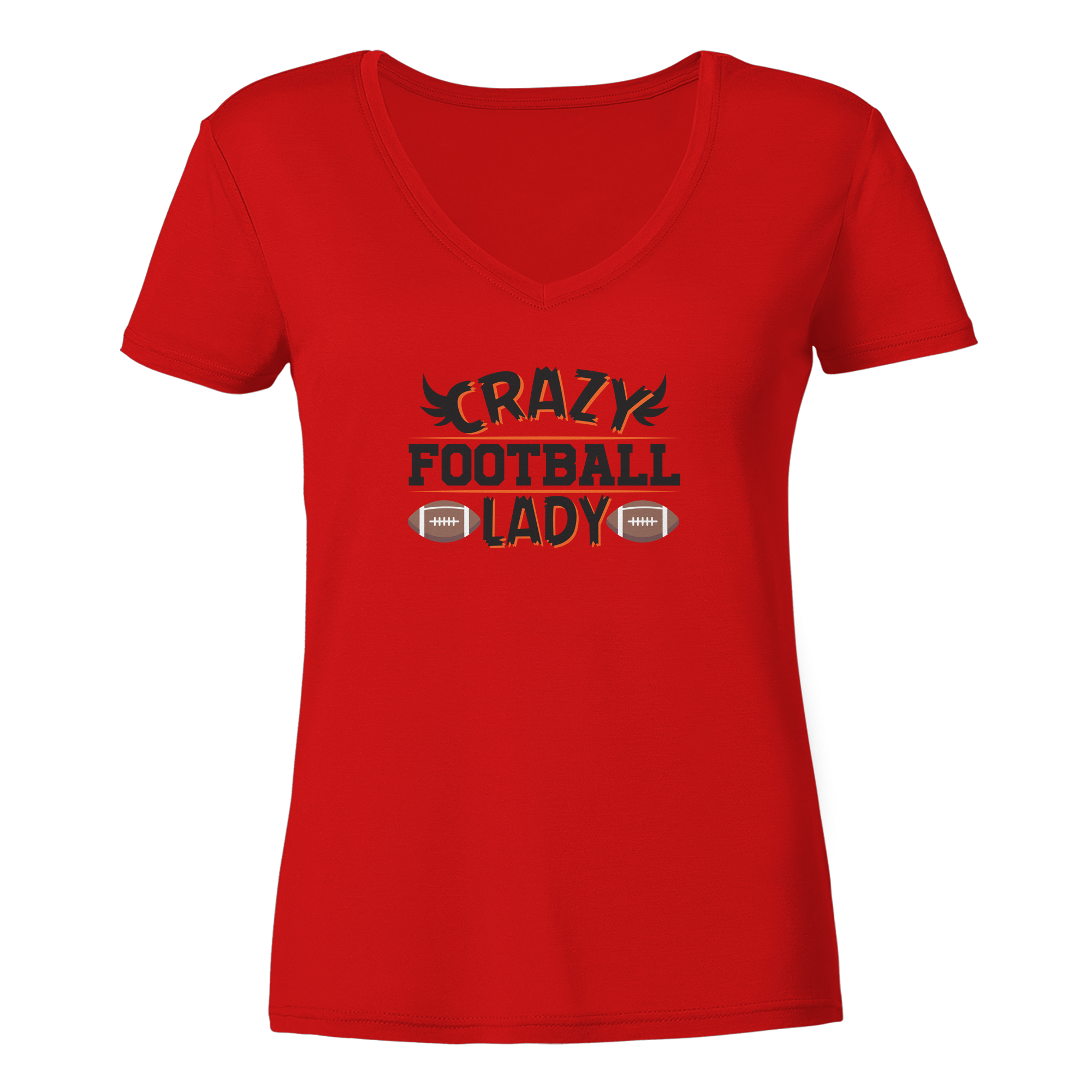 Crazy Football Lady - Ladies V-Neck Shirt