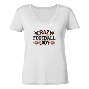 Crazy Football Lady - Ladies V-Neck Shirt