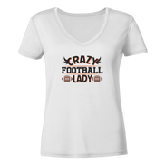 Crazy Football Lady - Ladies V-Neck Shirt