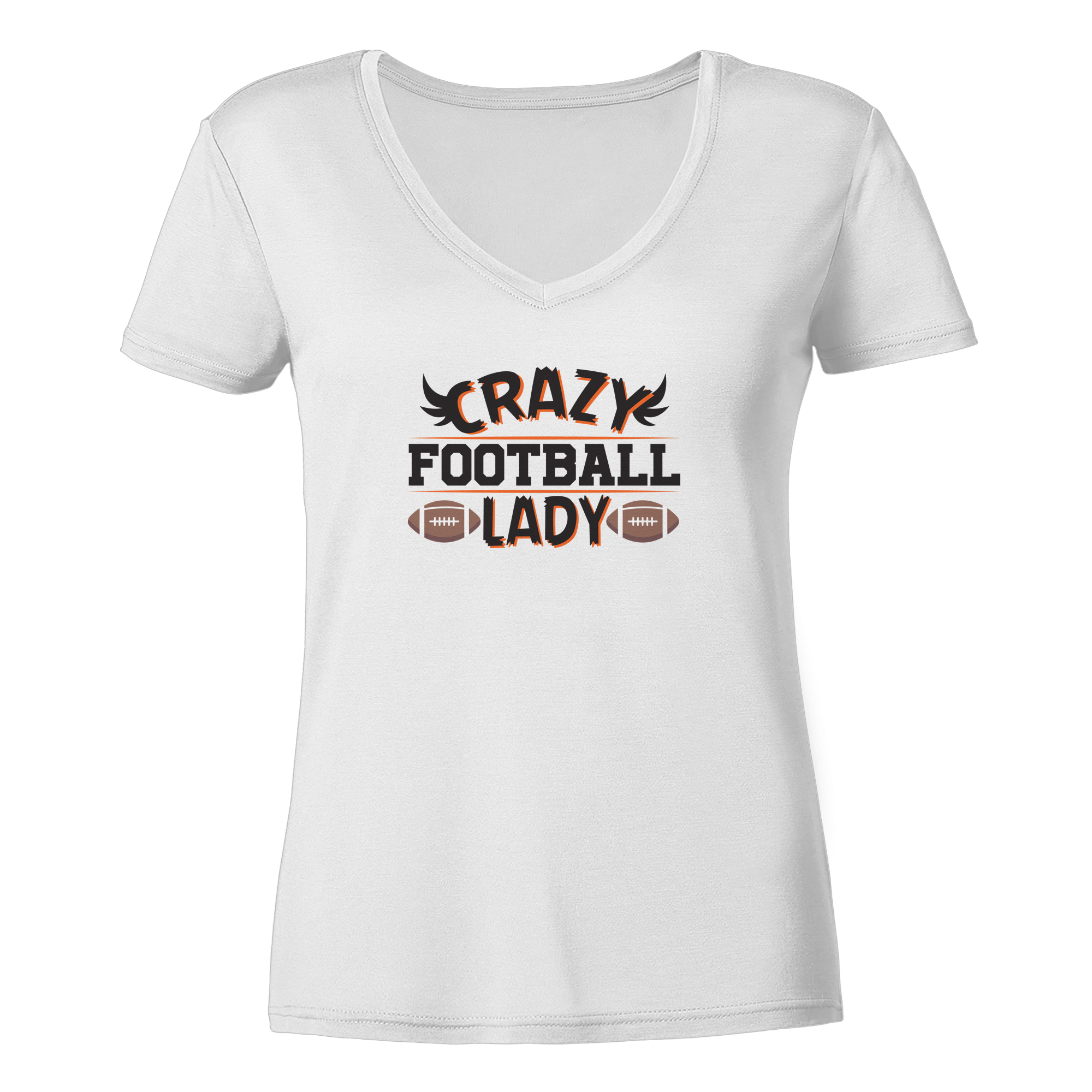 Crazy Football Lady - Ladies V-Neck Shirt