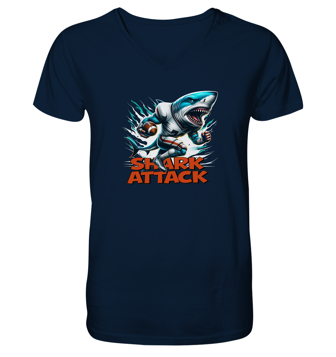 Shark Attack - Mens Organic V-Neck Shirt