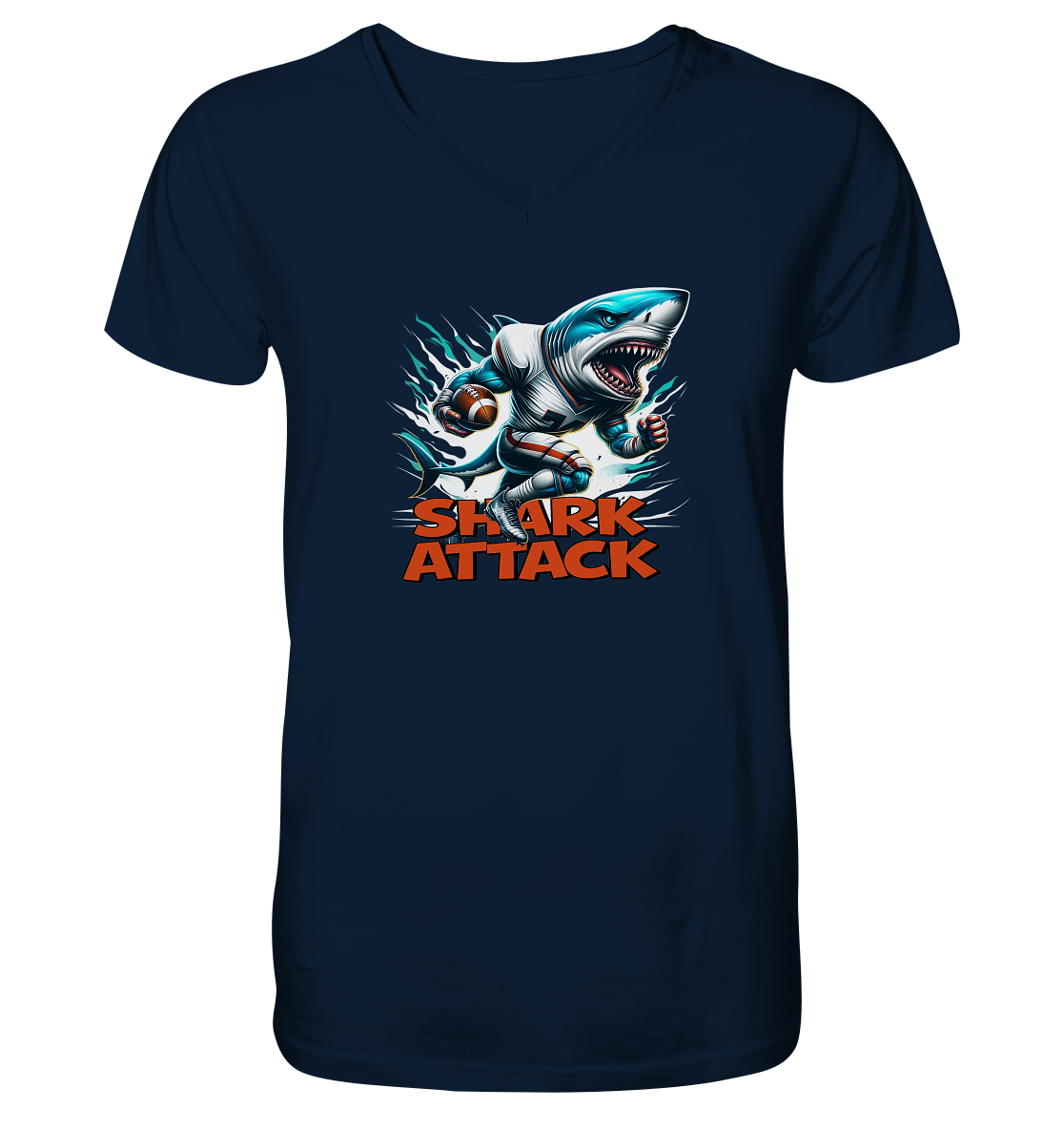 Shark Attack - Mens Organic V-Neck Shirt