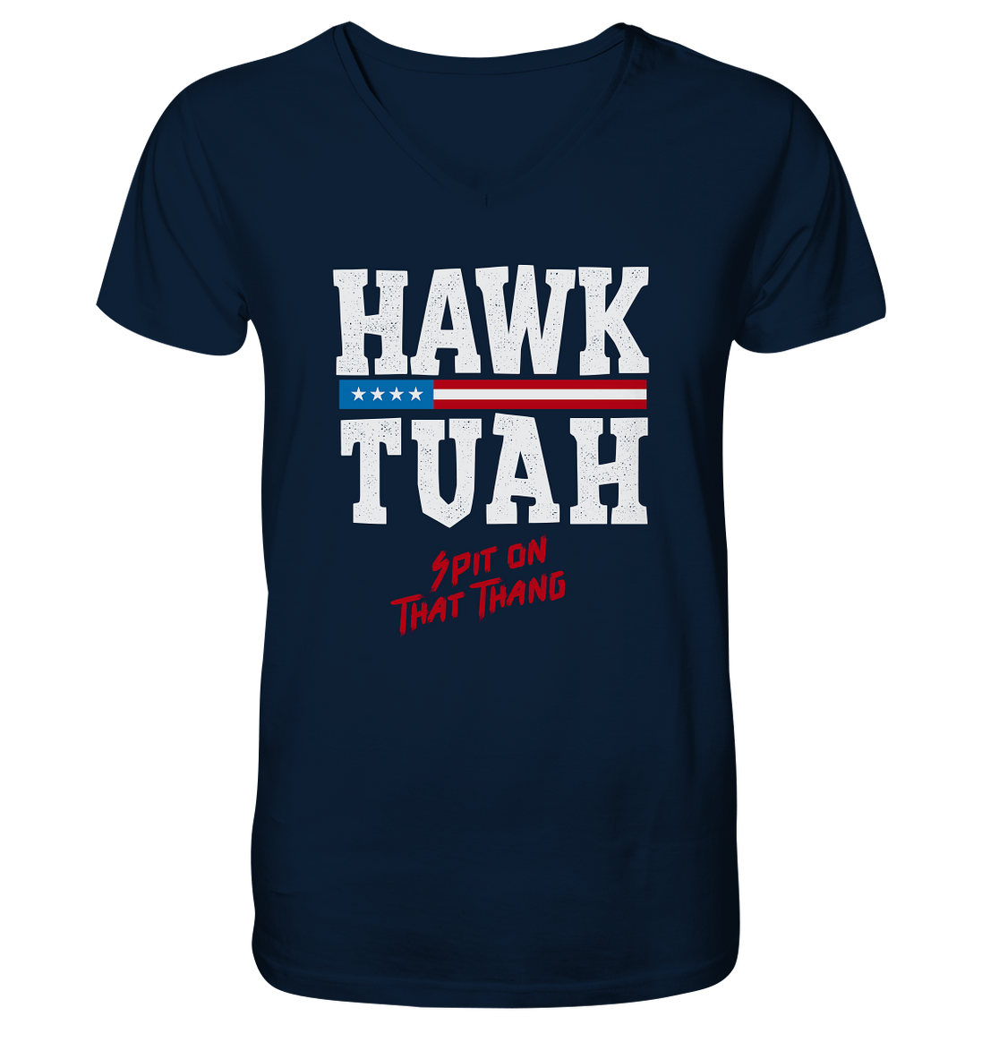Hawk Tuah White  - Mens Organic V-Neck Shirt