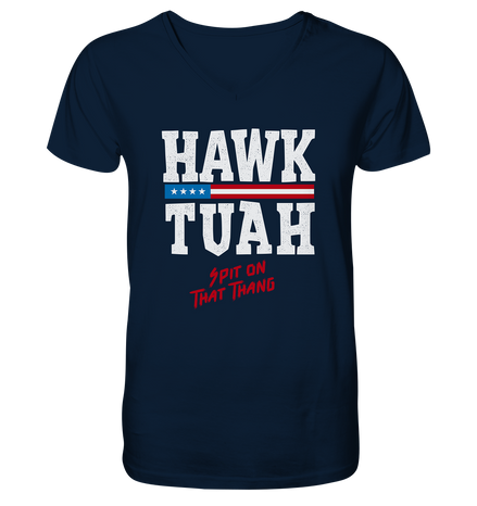 Hawk Tuah White  - Mens Organic V-Neck Shirt