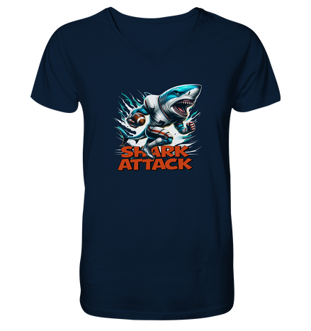 Shark Attack - Mens Organic V-Neck Shirt