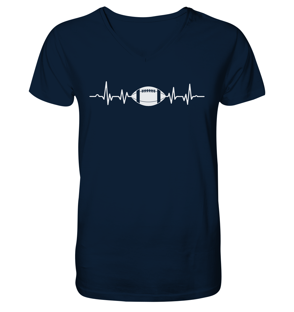 Football Heartbeat - Mens Organic V-Neck Shirt