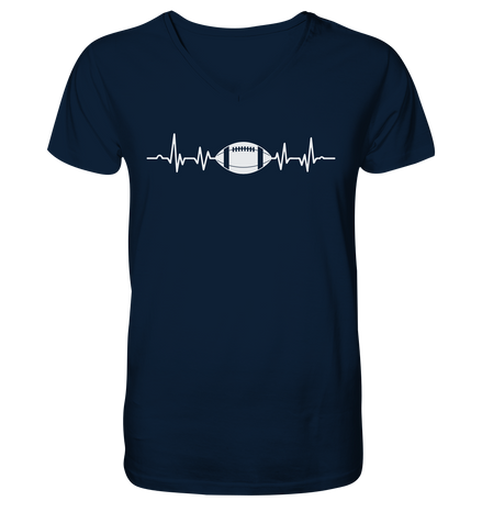 Football Heartbeat - Mens Organic V-Neck Shirt