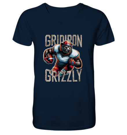 Gridiron Grizzly - Mens Organic V-Neck Shirt