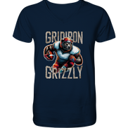 Gridiron Grizzly - Mens Organic V-Neck Shirt