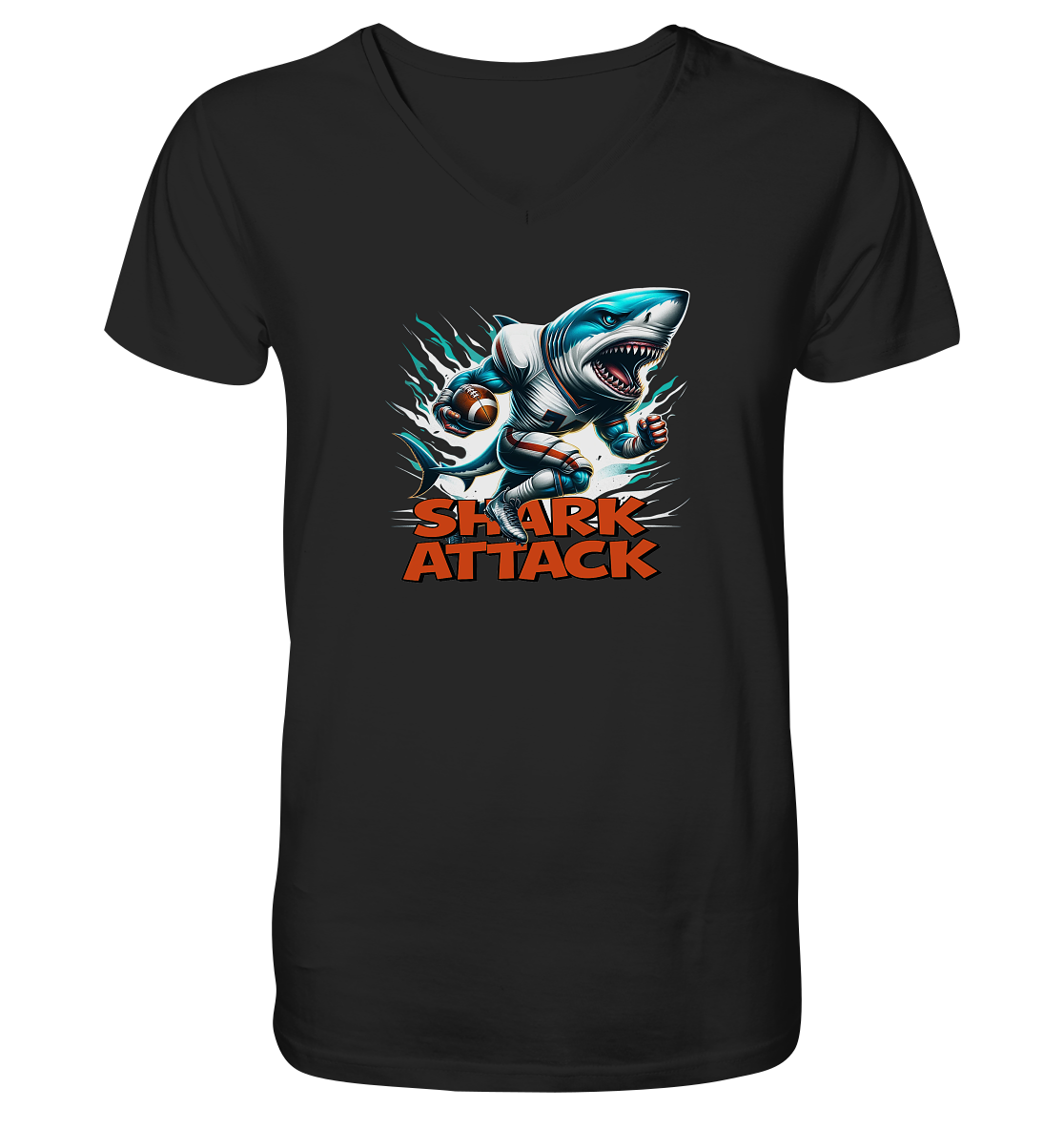 Shark Attack - Mens Organic V-Neck Shirt